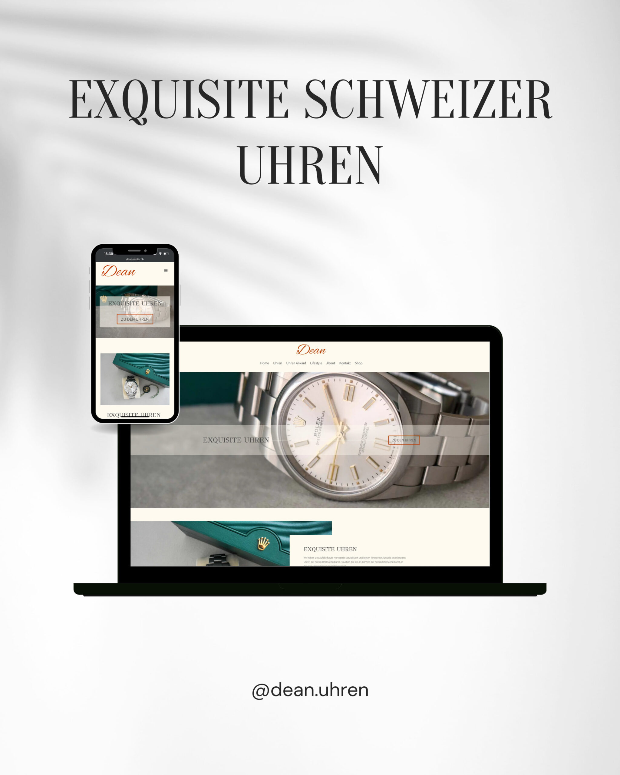 Luxusuhren Webdesign für Dean Schweizer Uhren - Kundenreferenz von Pronaturdesign