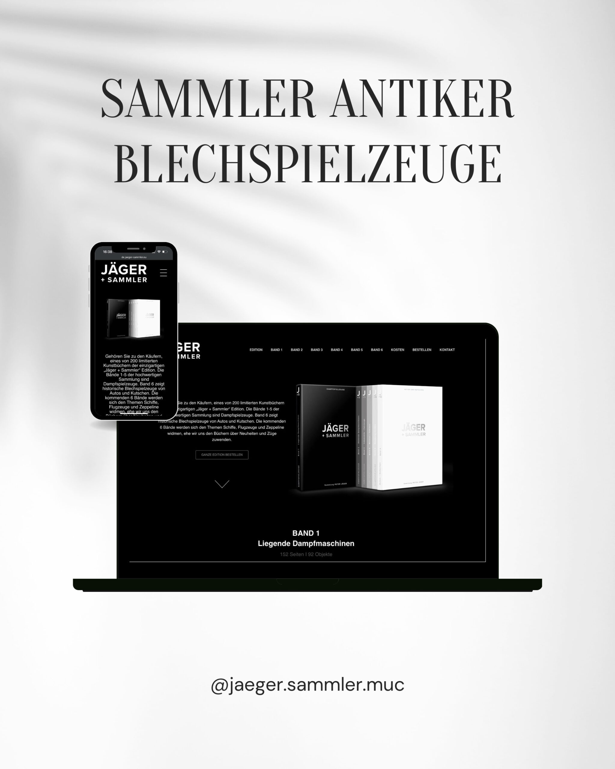 Premium Webdesign für Antikhandel "Jäger + Sammler" München - Spezialist für antike Blechspielzeuge