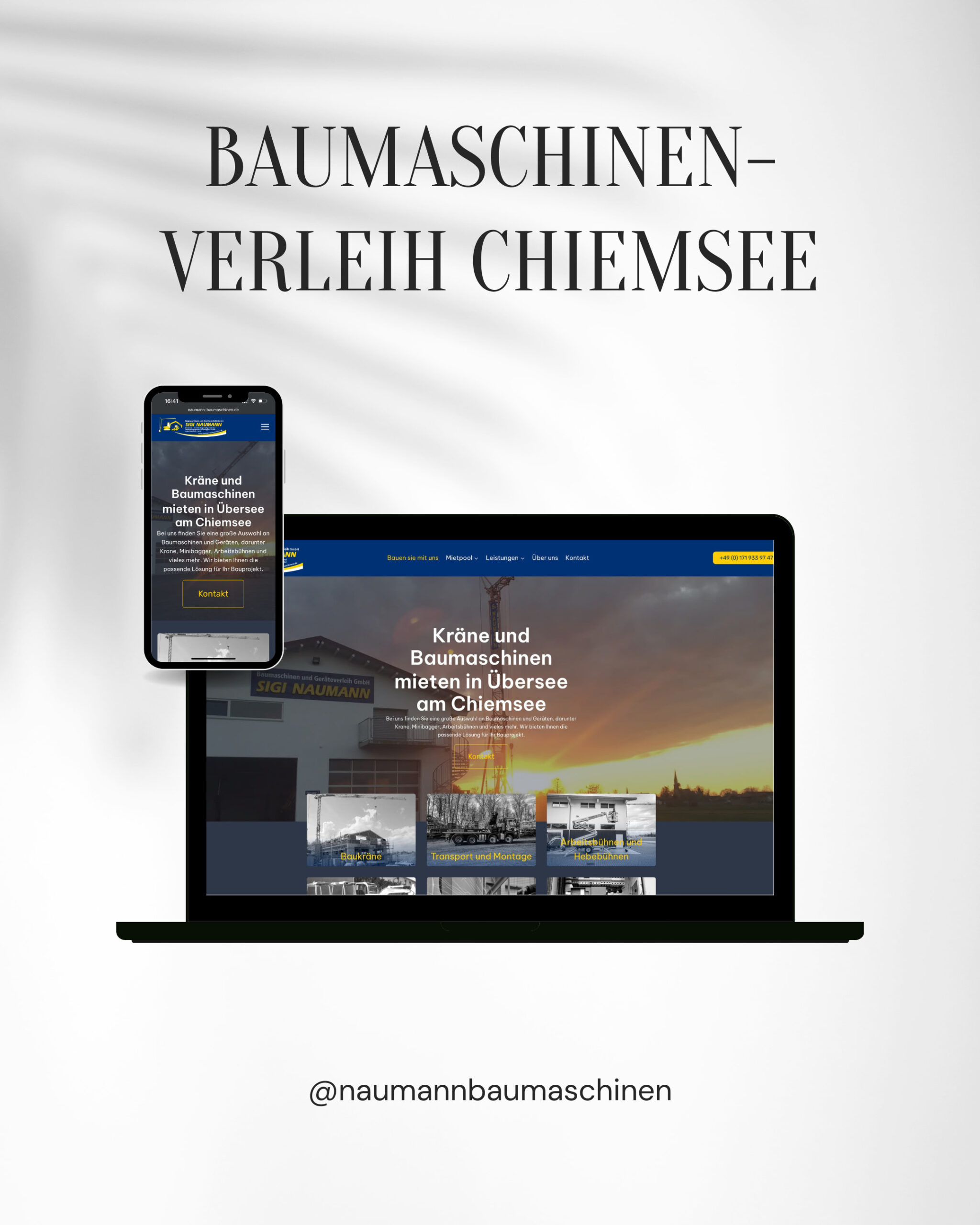 Webdesign für Baumaschinenverleih Naumann am Chiemsee - Kunden-Referenz von Pronaturdesign