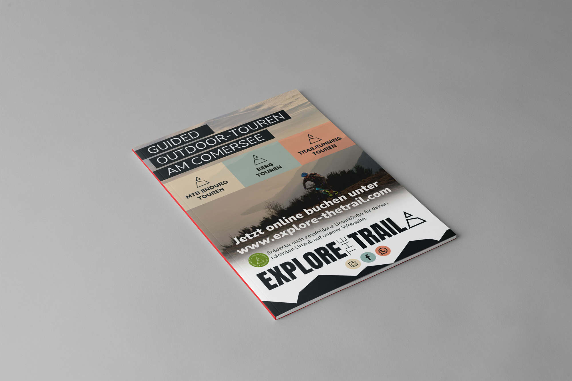 Kreatives Printdesign Rosenheim – Flyer-Gestaltung für MTB-Touren und Outdoor-Events.